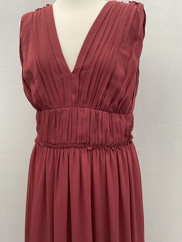 Mango maxi grecian chiffon occasion dress in light maroon red, size m - Picture 3 of 6