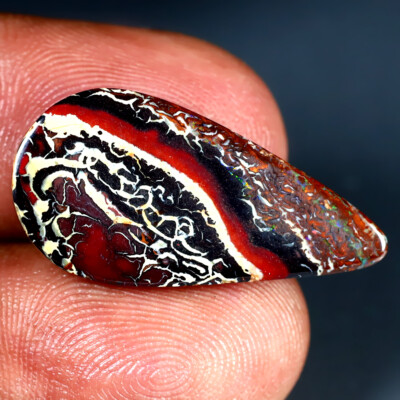 9.08 ct  Pear Cabochon (26 x 13 mm) Multi Color Australian Koroit Boulder Opal