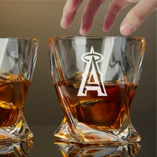 Custom Engraved Los Angeles Angels Whiskey Glass – 10 oz Twisted Rocks Glass