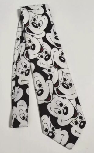 Disney Mickey Mouse Necktie Black White Vintage M… - image 1