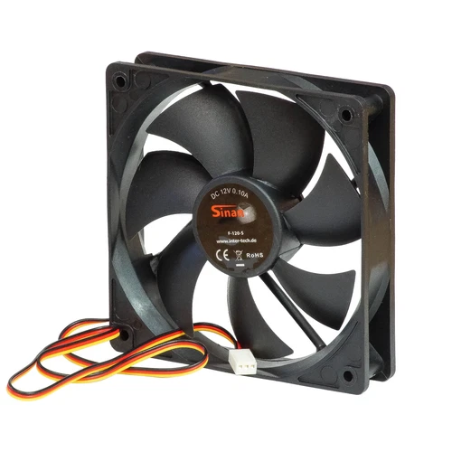 Fan 120 mm Axial Fan SINAN 20 dB 12 Volt 50 m³/h 3 Pin Molex Speedometer Black