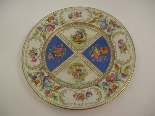 Lot 3 Schumann Plates Royal Dresdener Art Blue Panels Bavaria 9.5" Dinner 8.25" - Picture 2 of 8