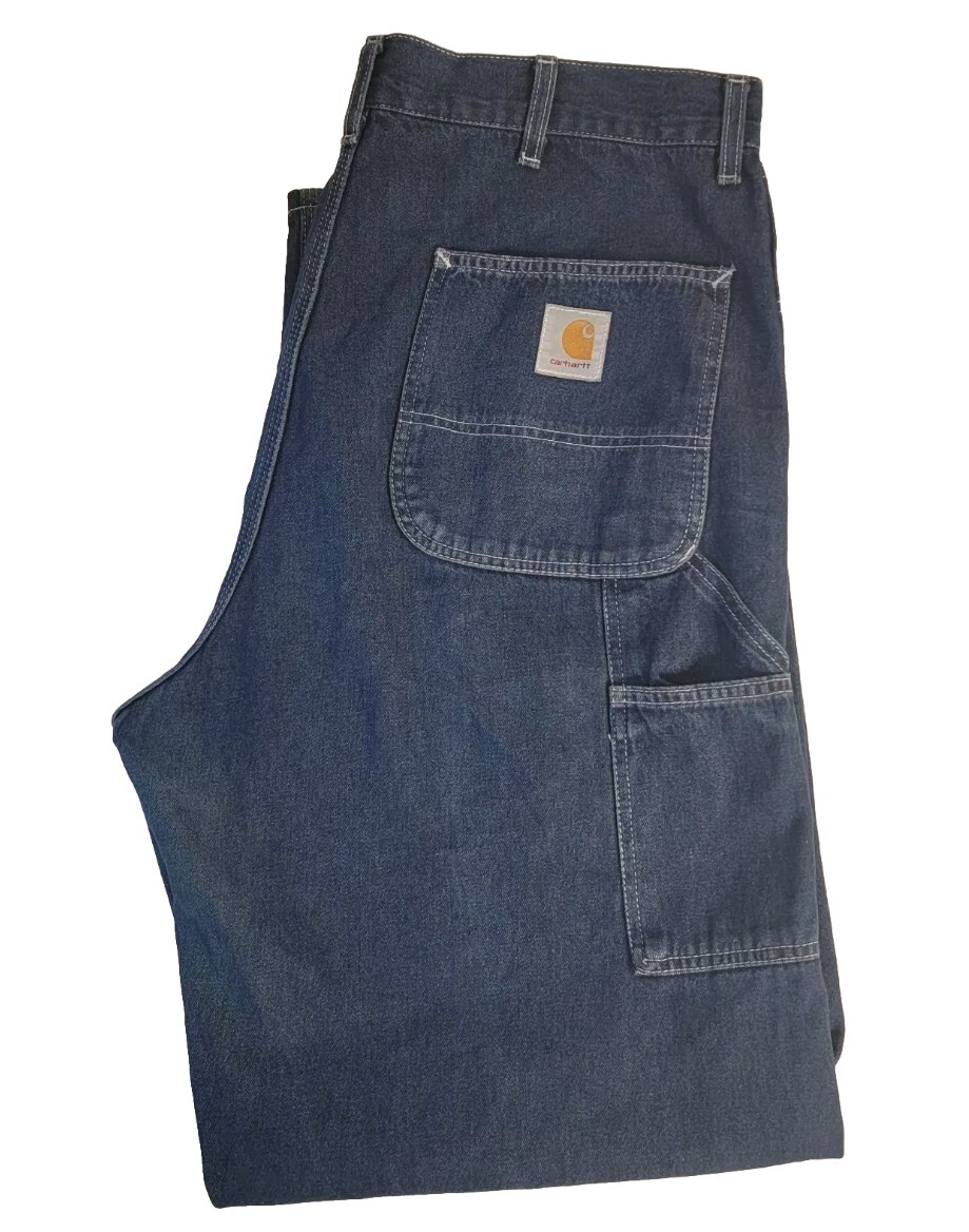 Carhartt B03 DMN Mens Carpenter Jeans Raw Denim Pants 38x32