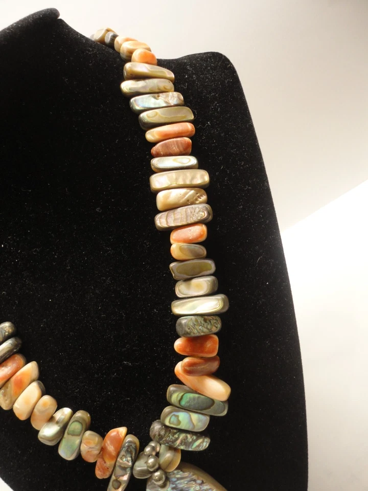Hand Made Quality USA Artisan Abelone Multicolor Necklace 18"/16" Adjustable - Image 3 of 4