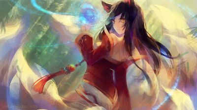 Anime league of legends fox girl ahri girls pc gaming Play Gaming Mat Desk