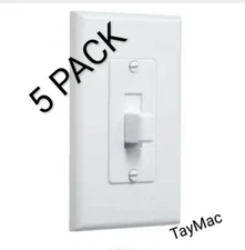 5 PACK TAYMAC 1-Gang PVC Decorator Wall Plate Toggle Switch Cover  White MW2570W