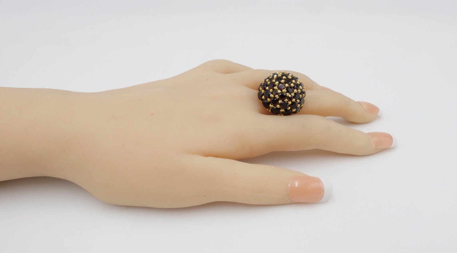 Extravagant solid ladies garnet gold ring 750/18K… - image 8