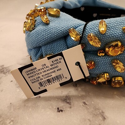 Lele Sadoughi Mixed Crystal Woven Knotted Headband in Sunshine Blue Yellow Gold NWT $195 Lele Sadoughi Mixed Crystal Woven Knotted Headband  main image 4