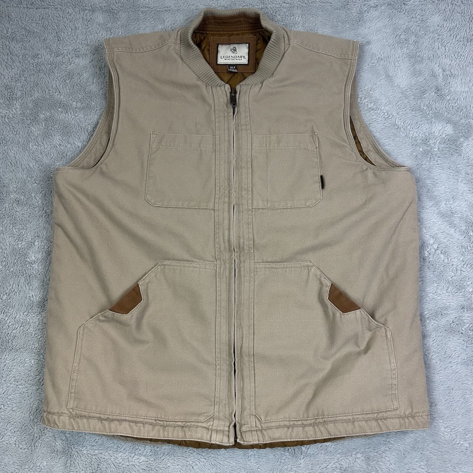 Legendary WhiteTails Vest Men’s XLT Hunting Canvas Quilted Zip Khaki