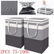 2pack Large Laundry Basket Waterproof Freestanding Laundry Hamper Collapsible US