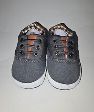 Infant Toddler Unisex Gray And Plaid Casual Shoes 5" Long