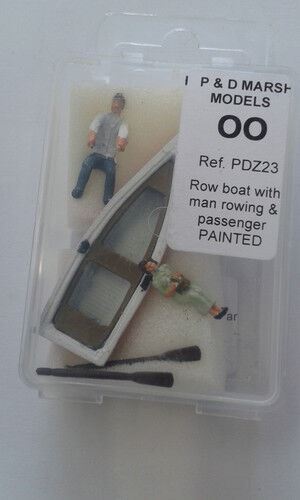Oo / Ho Gauge Painted Row Boat With Passengers - P&d Marsh Pdz23 - Photo 2/5