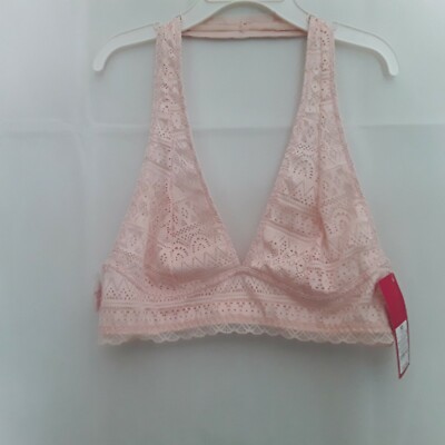 Womens bralette bra halter style size XS brand Xhilaration NWT feather peach 