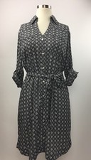 Express Medallion Geometric Tie Waist Shirt Dress Small Excellent