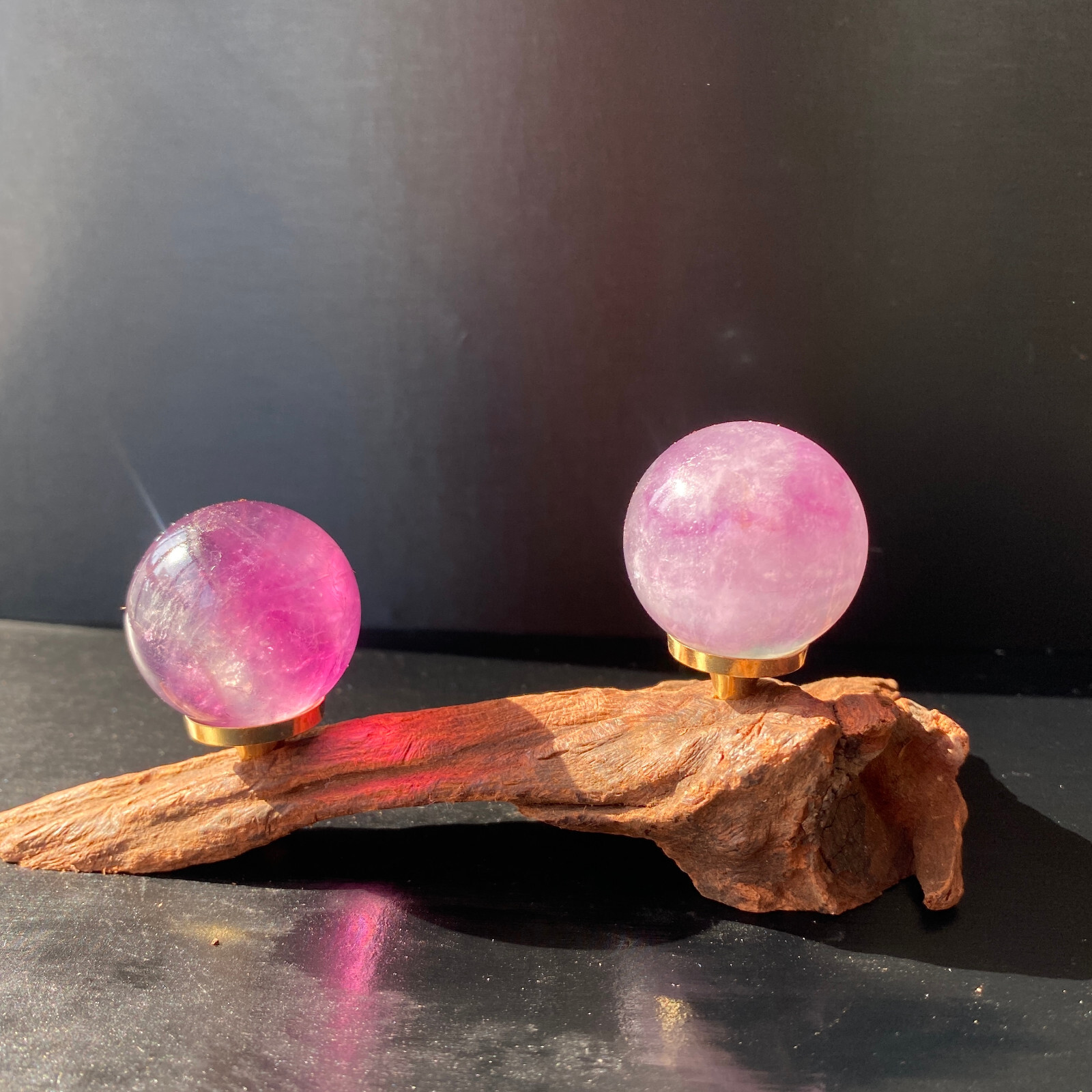 130G Natural Fluorite ball Colorful Quartz Crystal Gemstone Healing + Stand