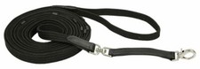 Longierleine mit Lederstegen Handschlaufe Drehkarabiner Farbe schwarz Neu