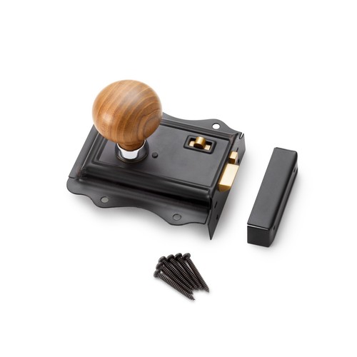 Black Brass Olde Victorian Rim Lock Latch - Choose Your Knobs Pair To Suit - Picture 104 of 170