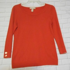 Banana Republic Y2K Womens Small Orange 3/4 Sleeve Sweater Preppy Schoolgirl