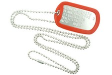 Custom Embossed Medical Info Mililtary ID Stainless Steel Dog Tag Necklace