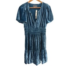 Anthropologie Somerset Mini Dress Velvet Women Small Blue Whimsical Fairy New