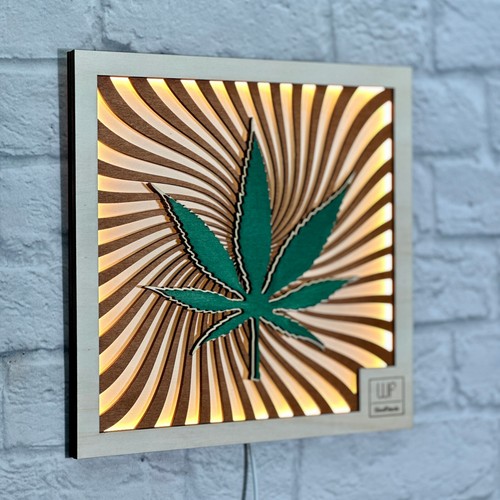 Quadro in Legno Regalo per Cannabis Club Decorazione da Parete Compleanno Foglia di Marijuana - Foto 8 di 14