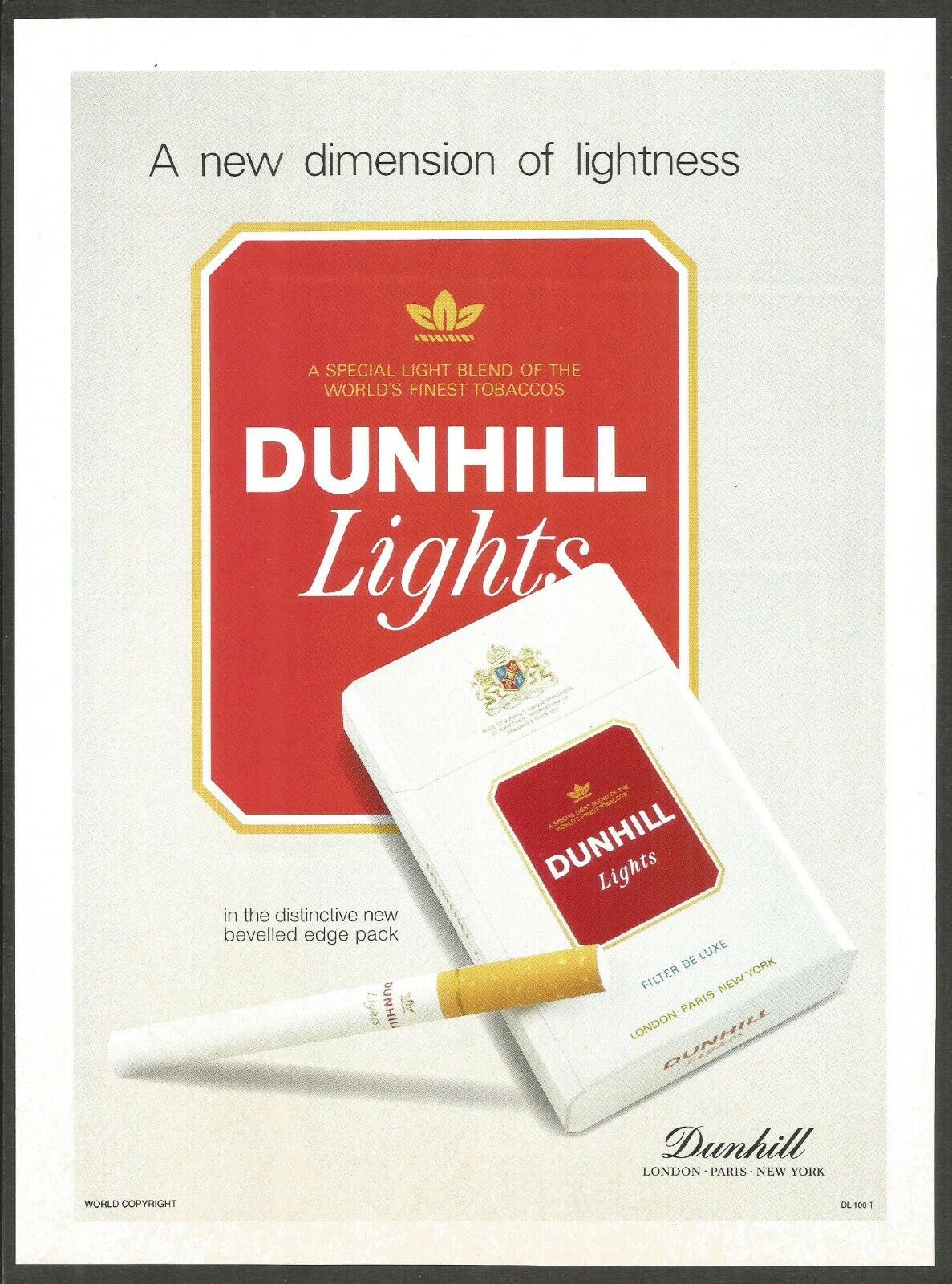 DUNHILL CIGARETTES KING SIZE LOW TAR POSTER ADVERT READY TO FRAME A4 ...