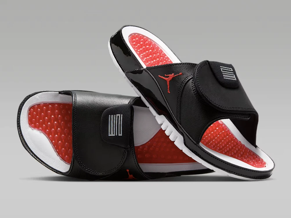 NUOVO Jordan Hydro XI Uomo Slides Sandalo Nero Rosso