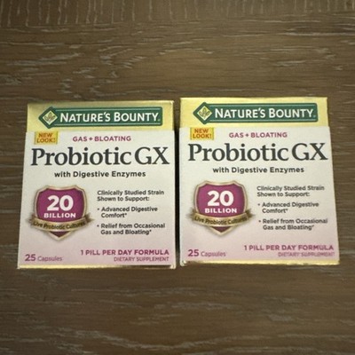 2 Pack! Nature's Bounty Probiotic GX Gas & Bloating Formula 20 Billion Cultures