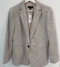 ANN TAYLOR Women's Textured Single Button Netural Blazer Sz 10 NWT Lined Classic