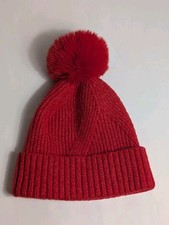 VINCE CAMUTO Women's Beanie Hat With Faux Fur Pom Pom Fuchsia One Size