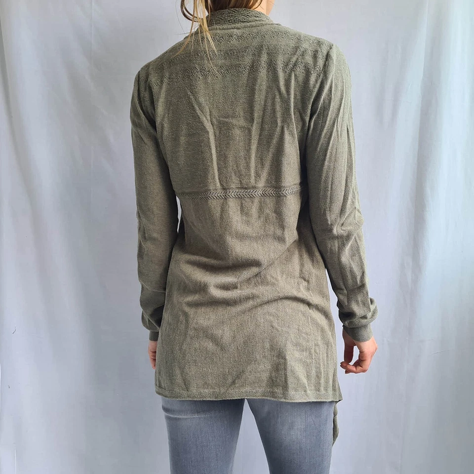 Cárdigan abierto Fat Face para mujer talla 12 largo 100 % algodón verde... - Imagen 3 de 4