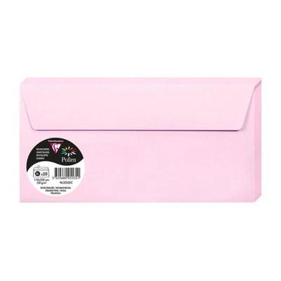 Enveloppes - Format DL - 110x220mm - Rose dragée - 20 unités - Clairefontaine - Photo 1/3