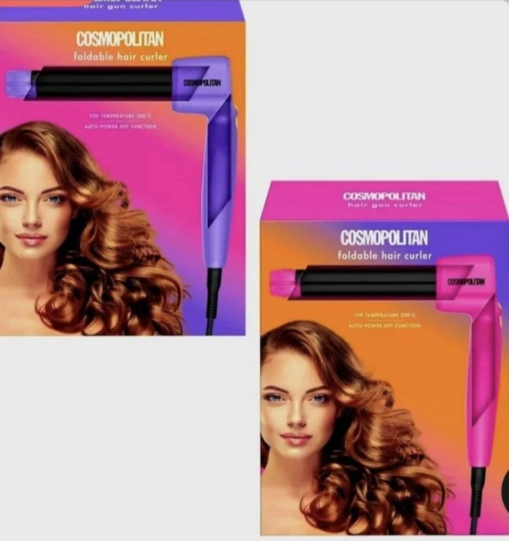 Cosmopolitan Foldable Hair Curler in Pink or purple Ceramic coated barrel