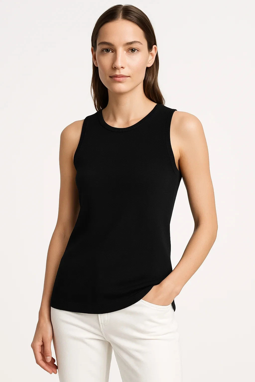Woman wearing the versatile cotton vest top