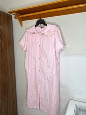 Vintage Pink Lace Trim House coat Soft Button Front Loungewear Leisure Life
