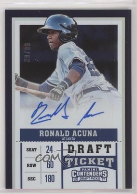 2017 Contenders Draft Picks Prospect Ticket 30/99 Ronald Acuna Jr #7 Auto 5yd