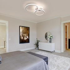 WERSVG Plafoniera Moderna LED Dimmerabile Lampada da soffitto ad anello nera con telecomando Illuminazione per camera da letto Soggiorno Cucina Sala da pranzo Luce a sospensione (3 Anello/55cm/47W