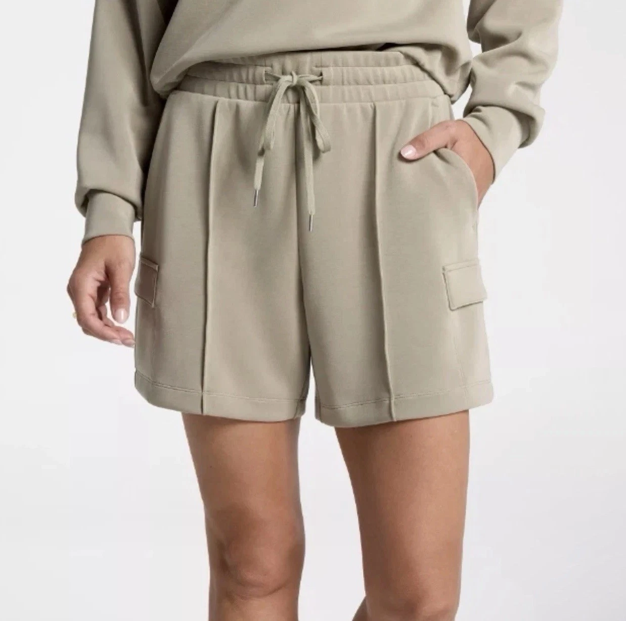 Calia Sandwash Scuba Women's Hi-Rise Cargo Shorts Size Small Ground Fennel Soft