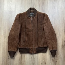 VINTAGE Sears The Leather Shop Suede Leather Jacket Size 40 Bomber Dark Brown