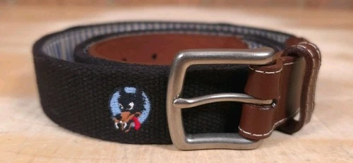 JT Spencer Grateful Dead Wolf Embroidered Black Canvas Belt Mens Size 40