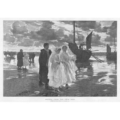 PHILIP RICHARD MORRIS Return from the Fete Dieu - Antique Print 1888