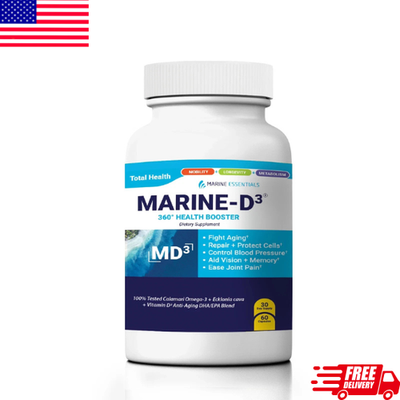 #ad NEW MARINE ESSENTIALS Marine D3 Omega 3 Anti Aging Support 60 Capsules FREE SHIP $25.99