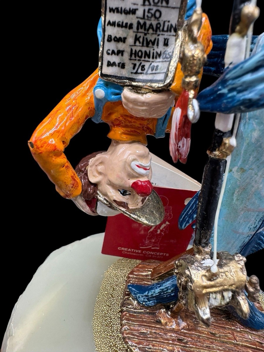Ron Lee Today's Catch Clown Marlin Fishing Statue Gold Bronze