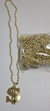 17 pcs 33" Mardi Gras Necklaces w/Dollar Sign Gold Party Favors