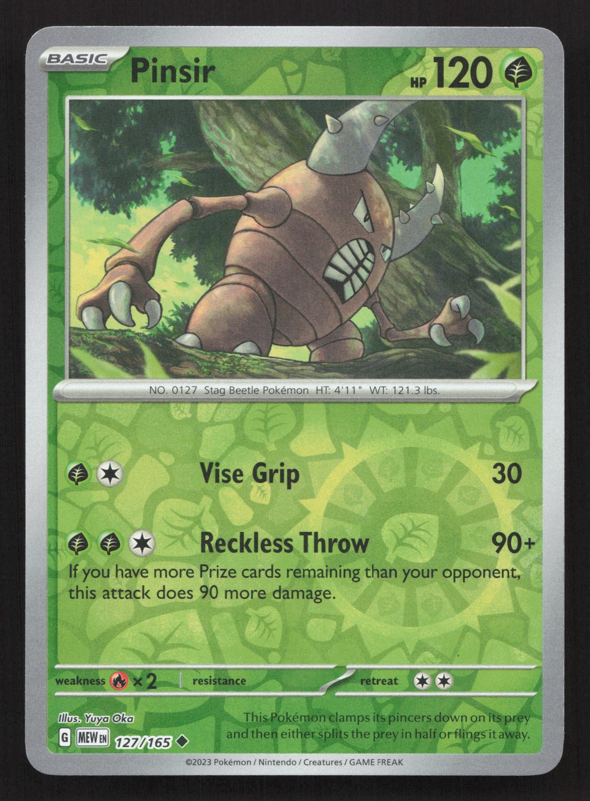 Pokemon Pinsir 127/165 Reverse Holo Uncommon SV: Scarlet & Violet 151 NM