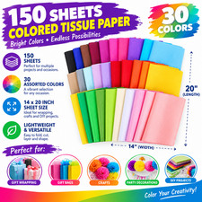 150 Sheets Colored Tissue Paper 30 Colors 14 x 20 Inch Bulk Gift Wrap Craft Pack