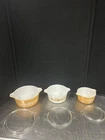 Vintage Pyrex Butterfly Gold Casserole 473 474 475 With Lids Set Of 3