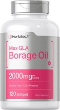Borage Oil Capsules 2000mg 120 Softgels 380mg of GLA by Horbaach