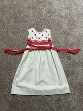 Vintage Tiny Town Dress Girls 4 White Red Strawberry Boho Hippy 80s