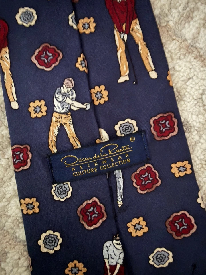 Oscar De La Rental 100% Seda Golfista Corbata Colección Alta Costura Foto 4 de 4